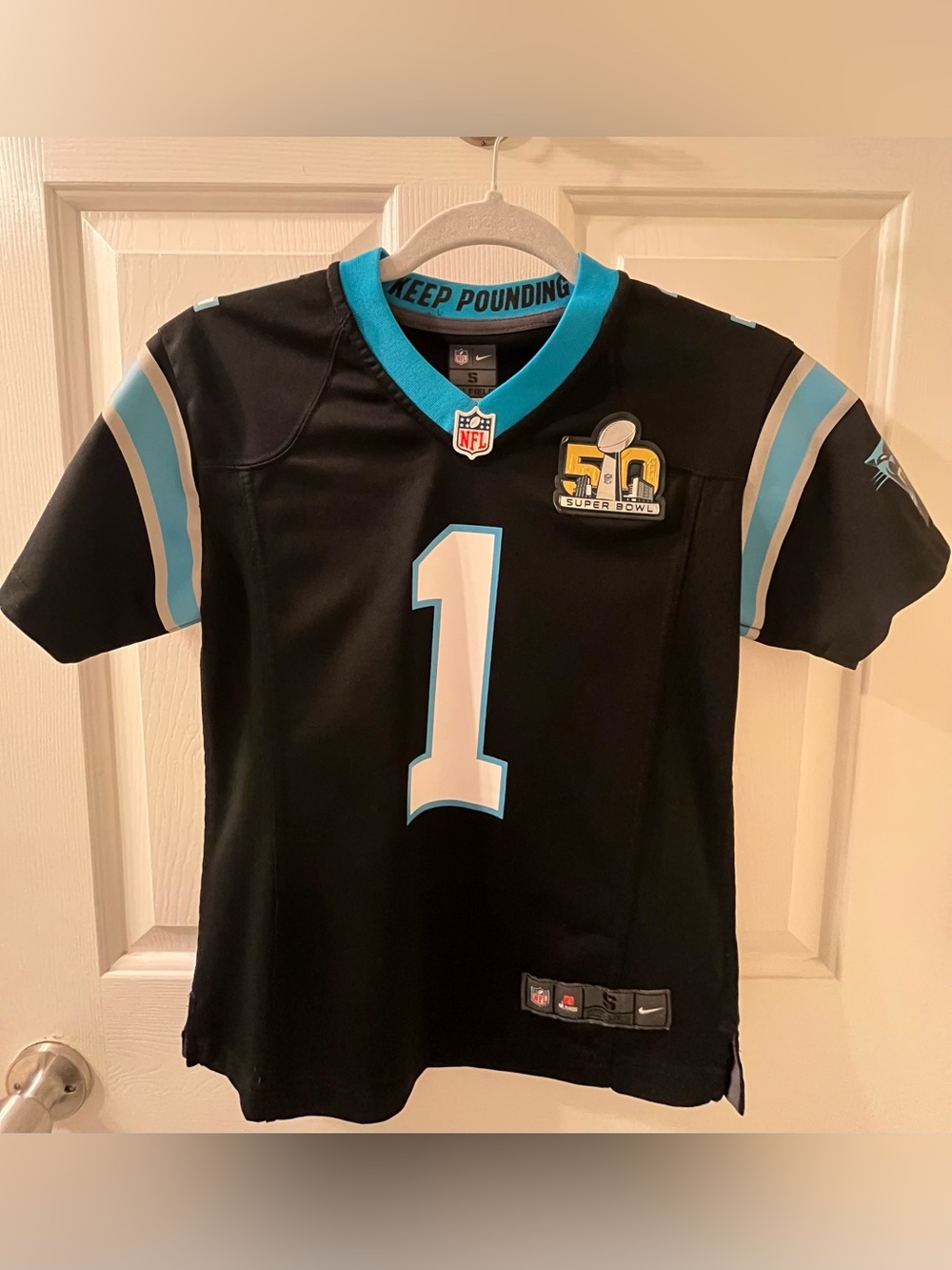 NFL Nike Kids Carolina Panthers 50th Superbowl Cam Newton Black Jersey